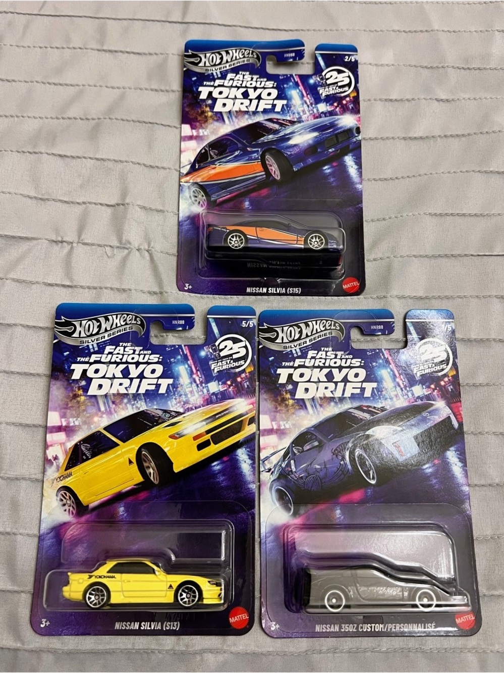 Hot Wheels Silver Series FAST & FURIOUS TOKYO DRIFT Nissan 350Z SILVIA S13 + S15